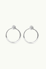 Double Circle Scratched Earrings Silver