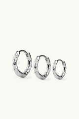 Small Hammered Hoop Earrings Silver