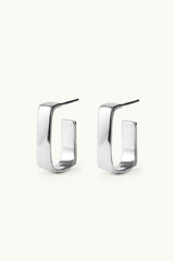 Square Hoop Stud Earrings Silver