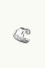 Wide Hammered Ear Cuff Silver