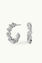 Twisted Hoop Earrings Silver