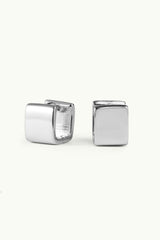 Wide Square Huggie Earrings Silver