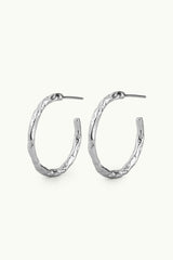 Hammered Hoop Earrings Silver