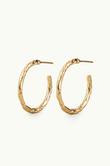 Hammered Hoop Earrings Gold