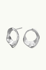 Irregular Circle Stud Earrings Silver