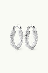 Rough Hoop Earrings Silver