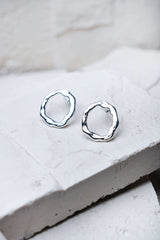 Imperfect Circle Stud Earrings Silver