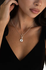 Hammered Plate Toggle Necklace Silver