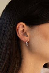 Twisted Oval Hoop Earrings Silver