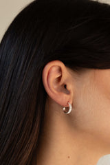 Gear Hoop Stud Earrings Silver
