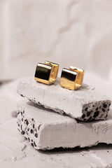 Wide Square Huggie Earrings Gold