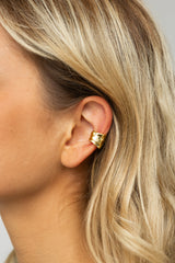Wide Hammered Ear Cuff Gold