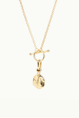 Hammered Plate Toggle Necklace Gold