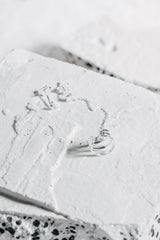 Star Earrings With Ear Cuff Silver