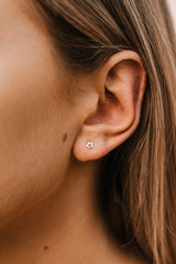 Star Earrings With Ear Cuff Silver