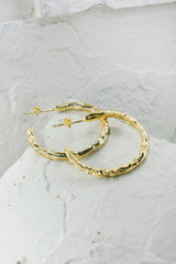 Hammered Hoop Earrings Gold