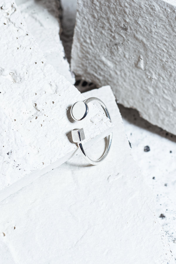 Circle & Cube Multisize Ring Silver