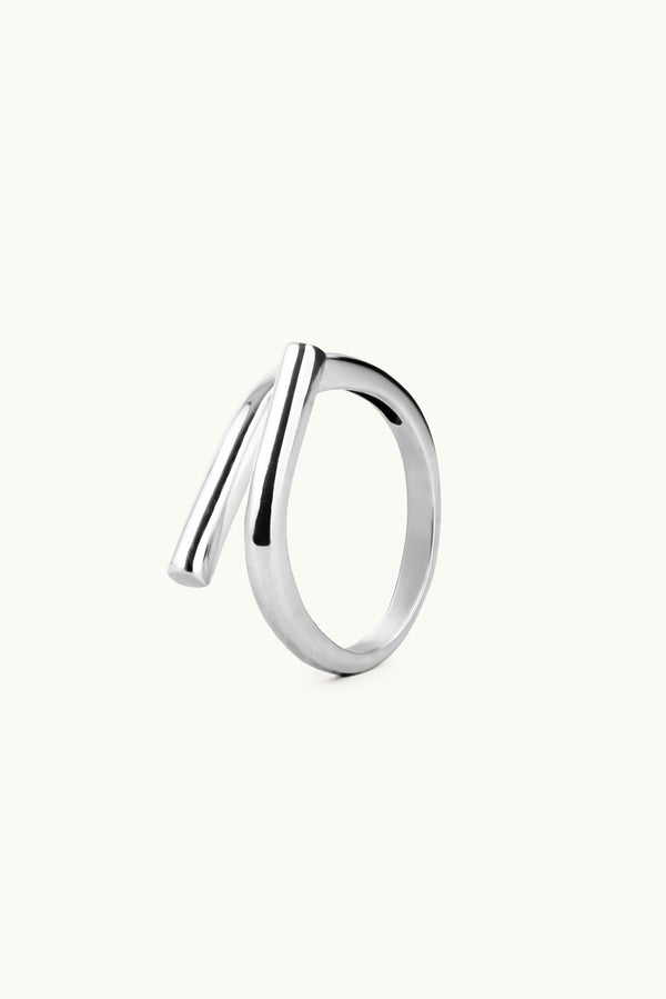 Bent Pipe Ring Silver