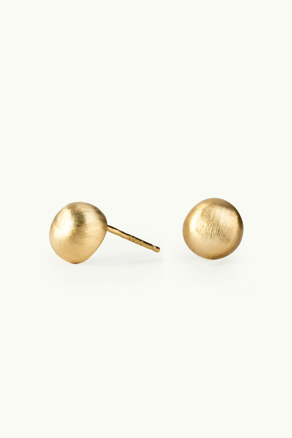 Brushed Cap Stud Earrings Gold