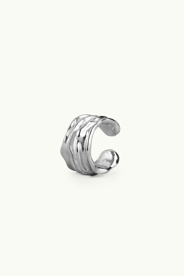 Rugged Split Ear Cuff Silver