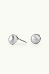 Brushed Cap Stud Earrings Silver