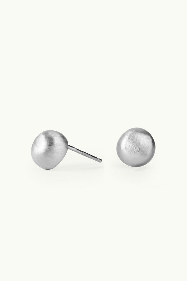 Brushed Cap Stud Earrings Silver