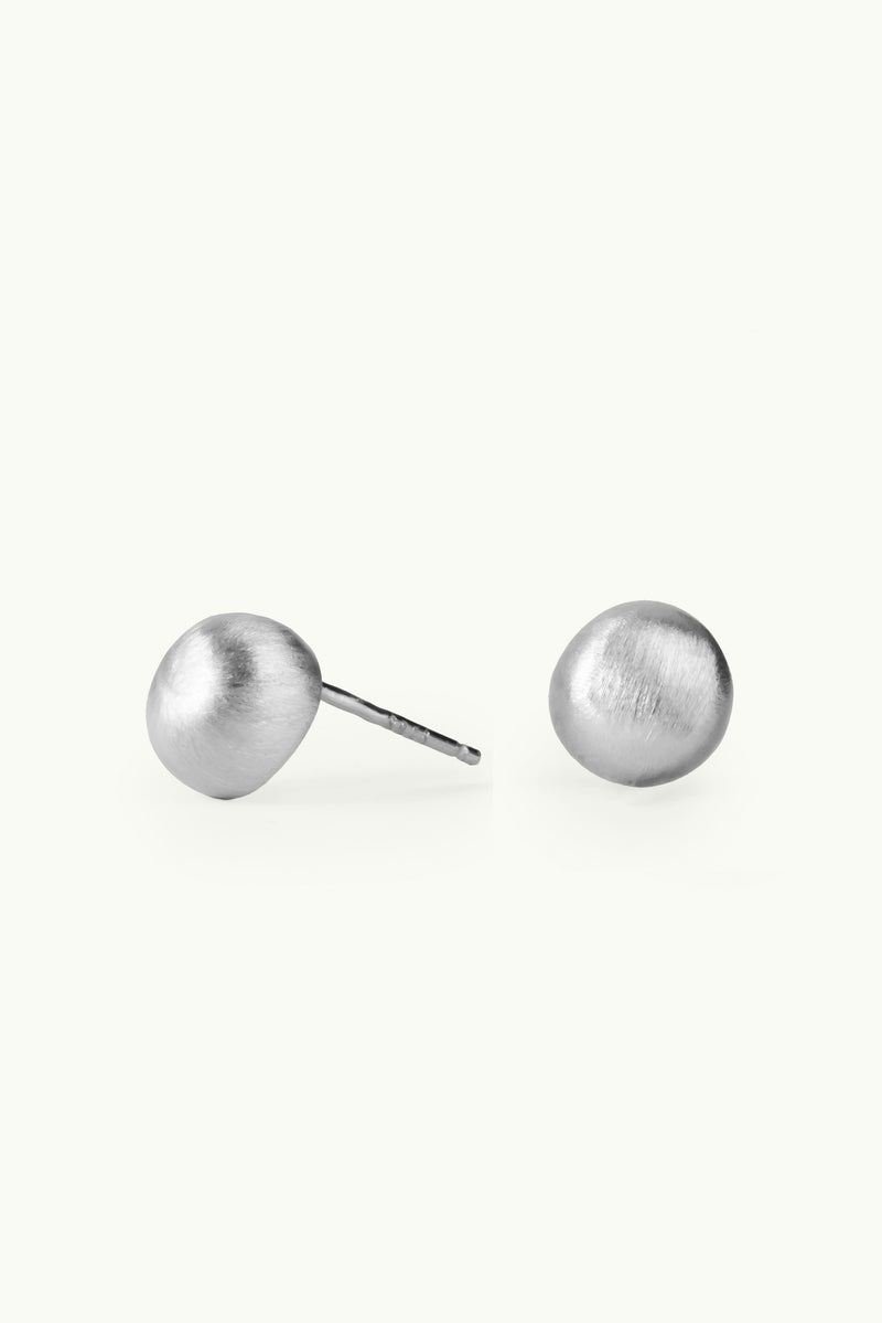 Brushed Cap Stud Earrings Silver