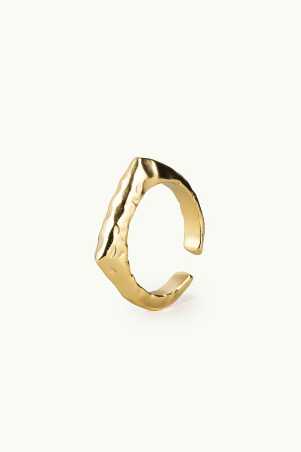 Hammered Angled Multisize Ring Gold