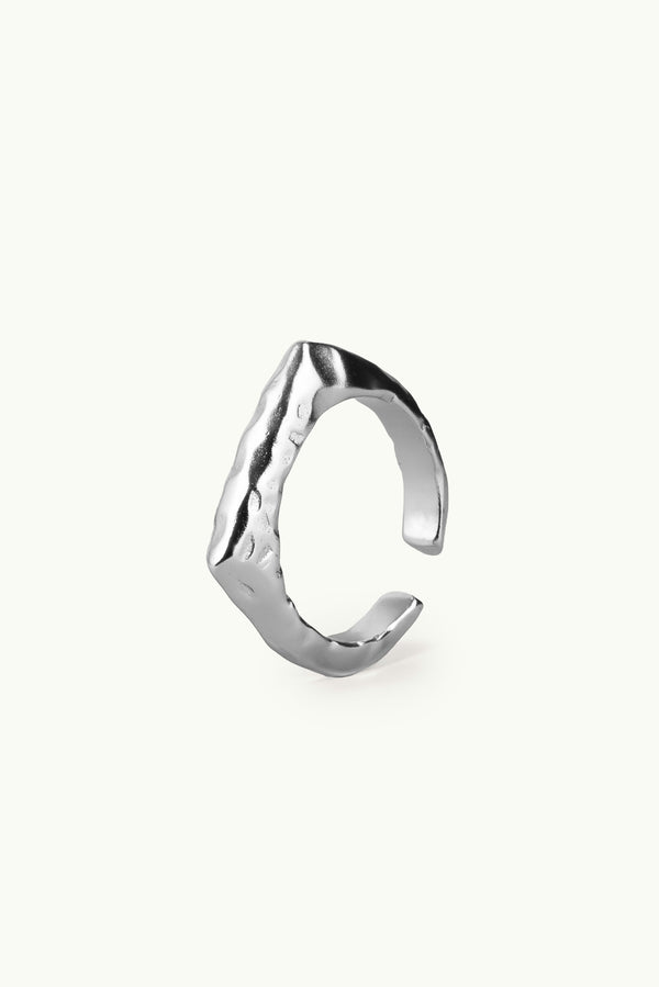 Hammered Angled Multisize Ring Silver