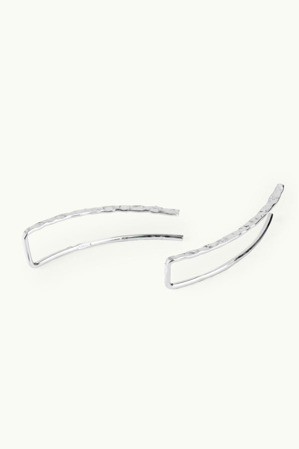 Hammered Line Earrings Silver