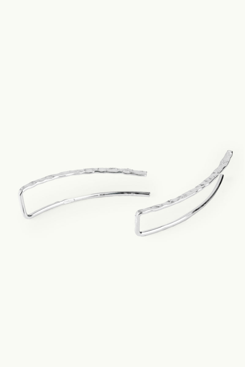 Hammered Line Earrings Silver