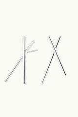 Crossed Pipes Earrings Silver