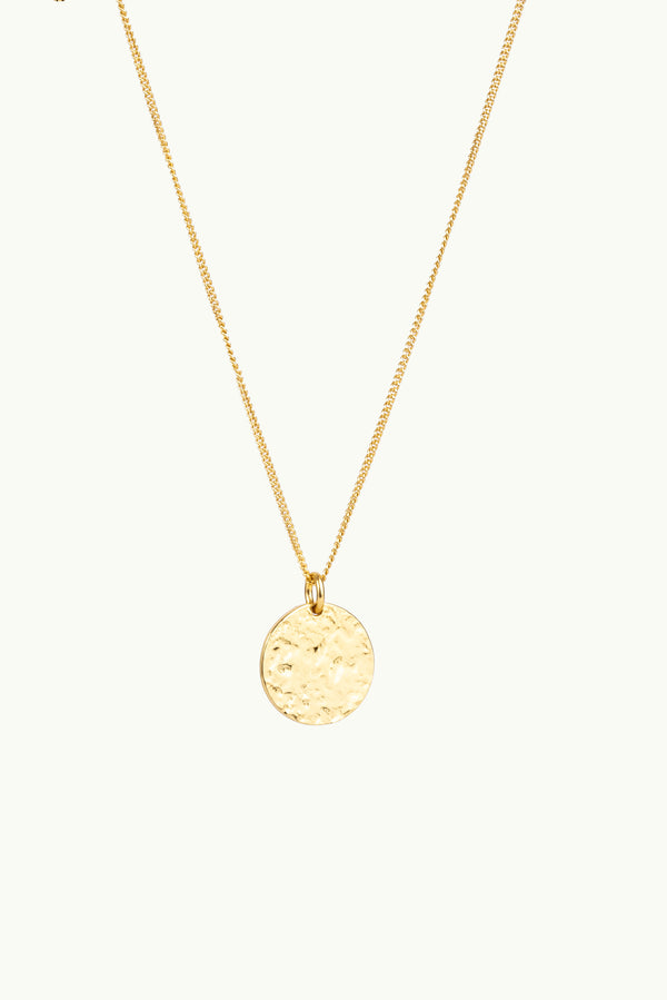 Hammered Plate Necklace Gold