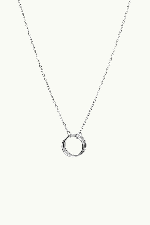Double Ring Necklace Silver