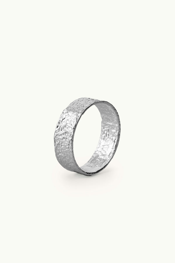Crumpled Foil Ring Silver