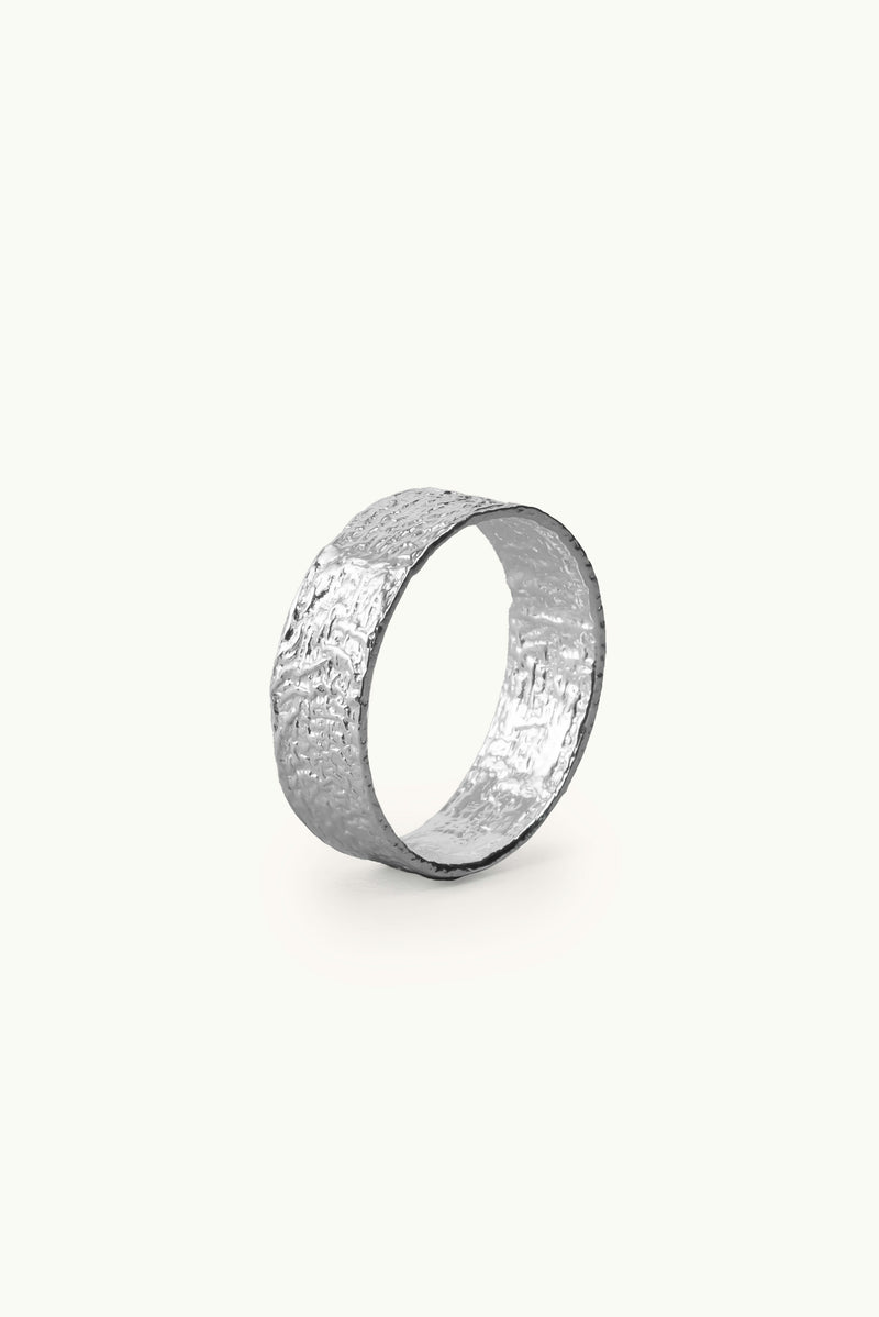 Crumpled Foil Ring Silver