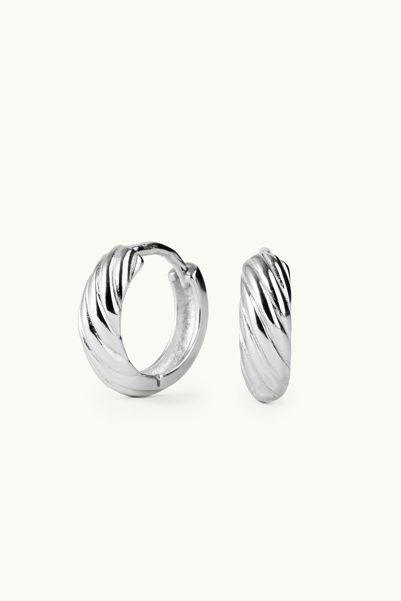 Small Vintage Hoop Earrings Silver