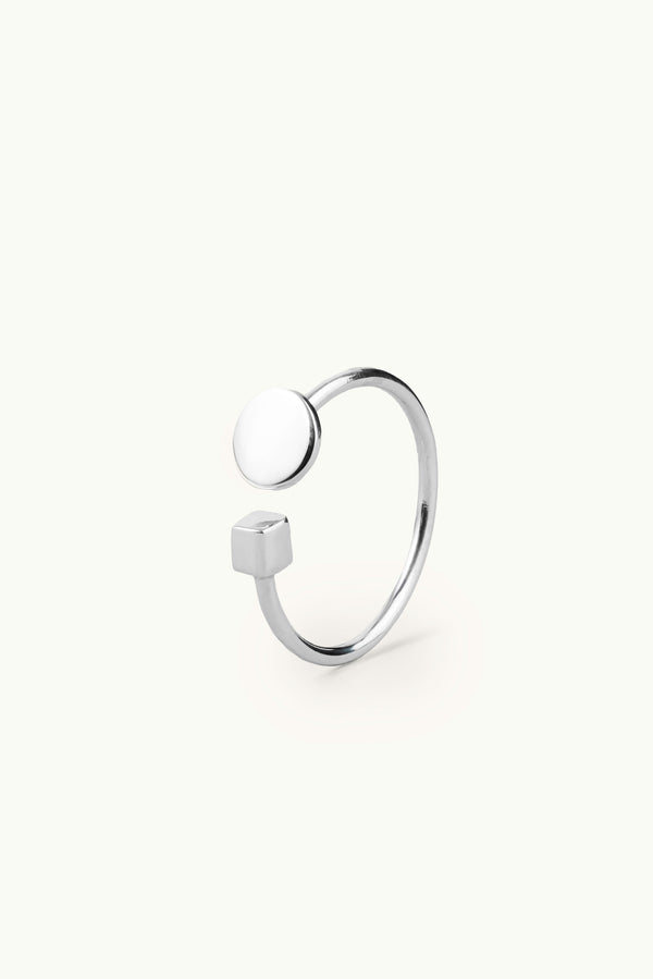 Circle & Cube Multisize Ring Silver