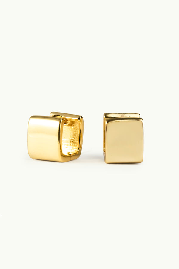 Wide Square Huggie Earrings Gold