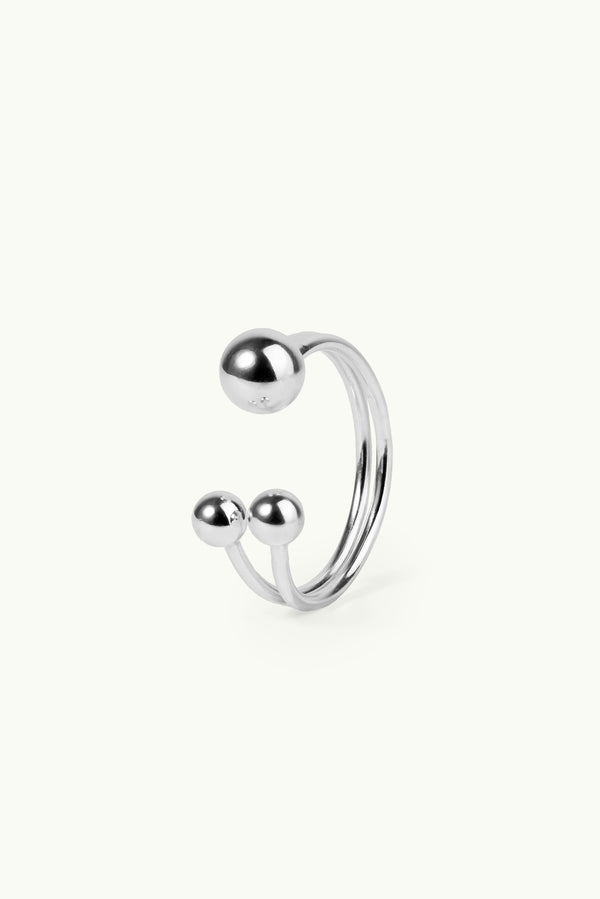 Split Triple Bubble Multisize Ring Silver