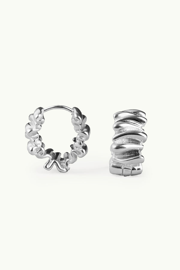 Groovy Hoop Earrings Silver