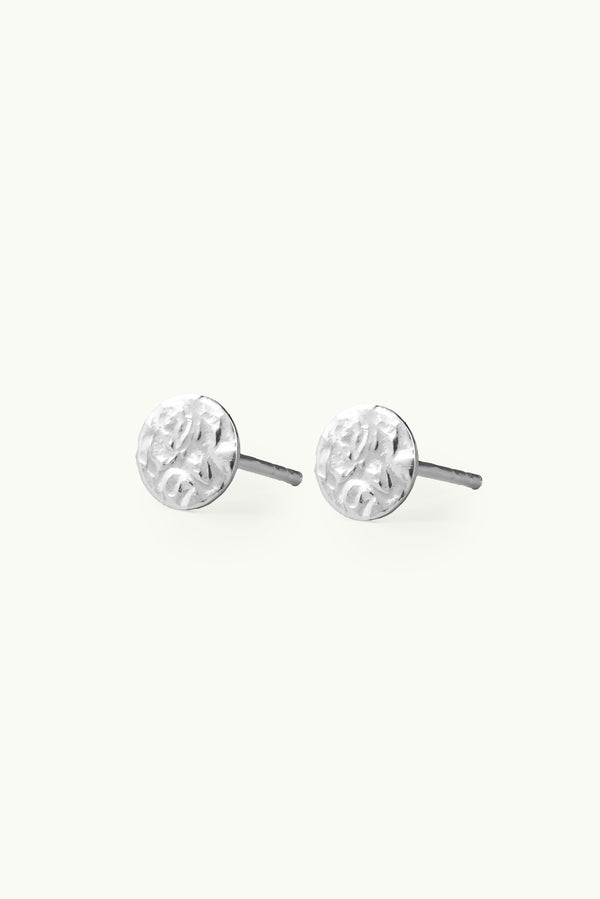 Hammered Circle Earrings Silver