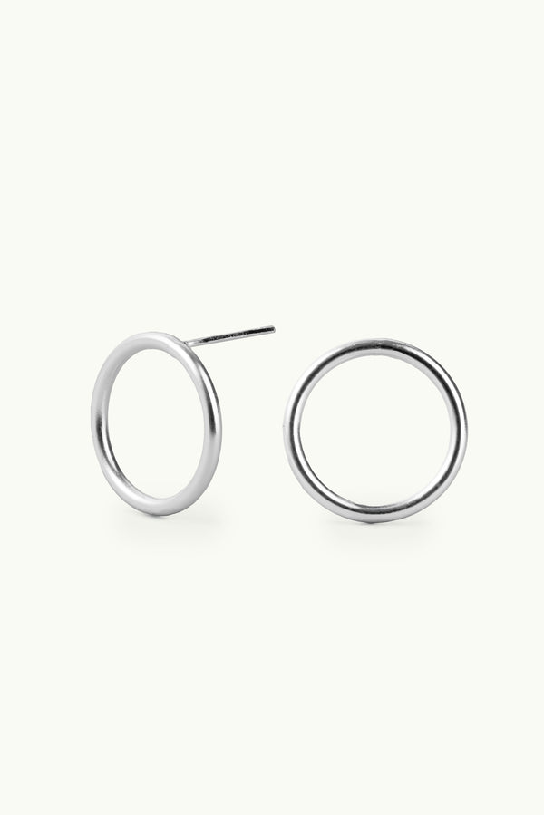 Circle Stud Earrings Silver