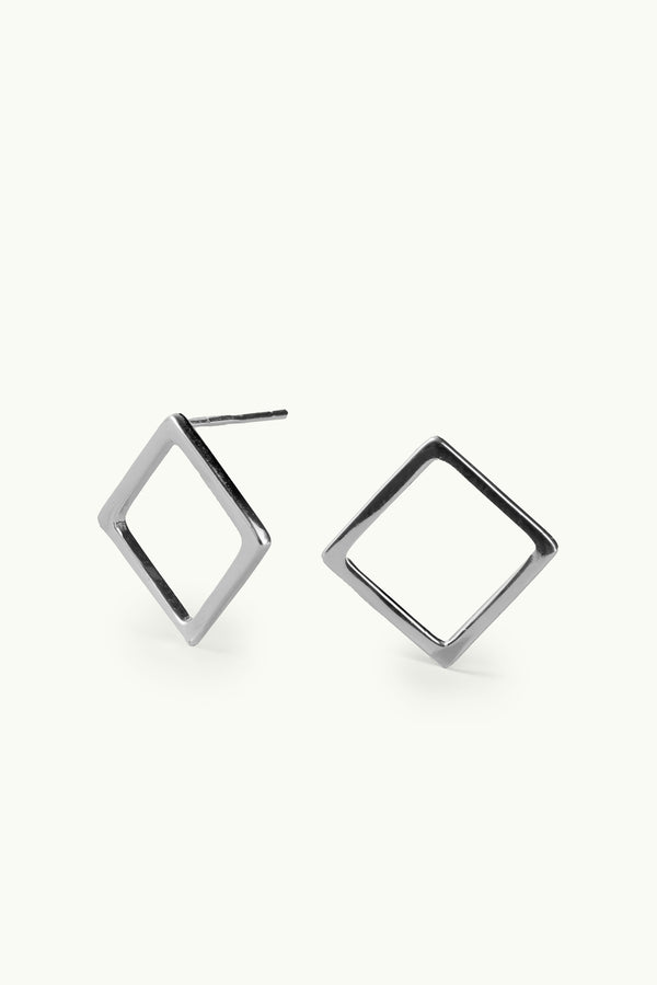 Square Stud Earrings Silver