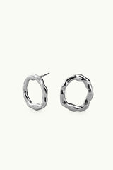 Imperfect Circle Stud Earrings Silver