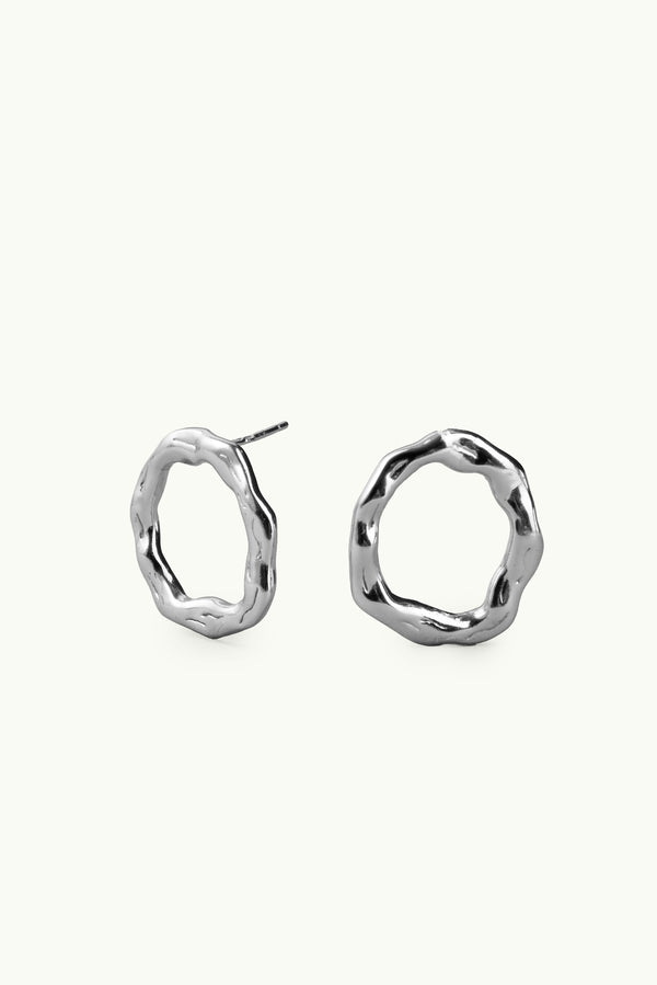 Imperfect Circle Stud Earrings Silver