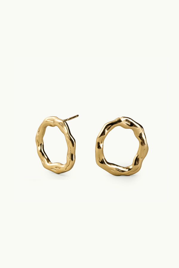 Imperfect Circle Stud Earrings Gold