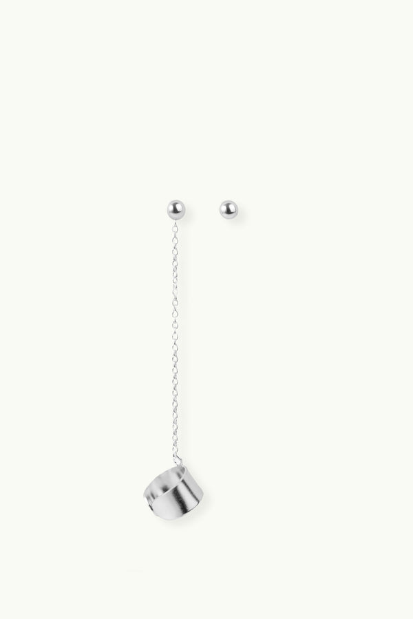 Bubble Earrings With Ear Cuff Silver