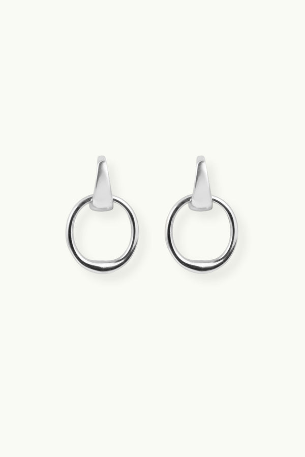 Single Circle Stud Earrings Silver