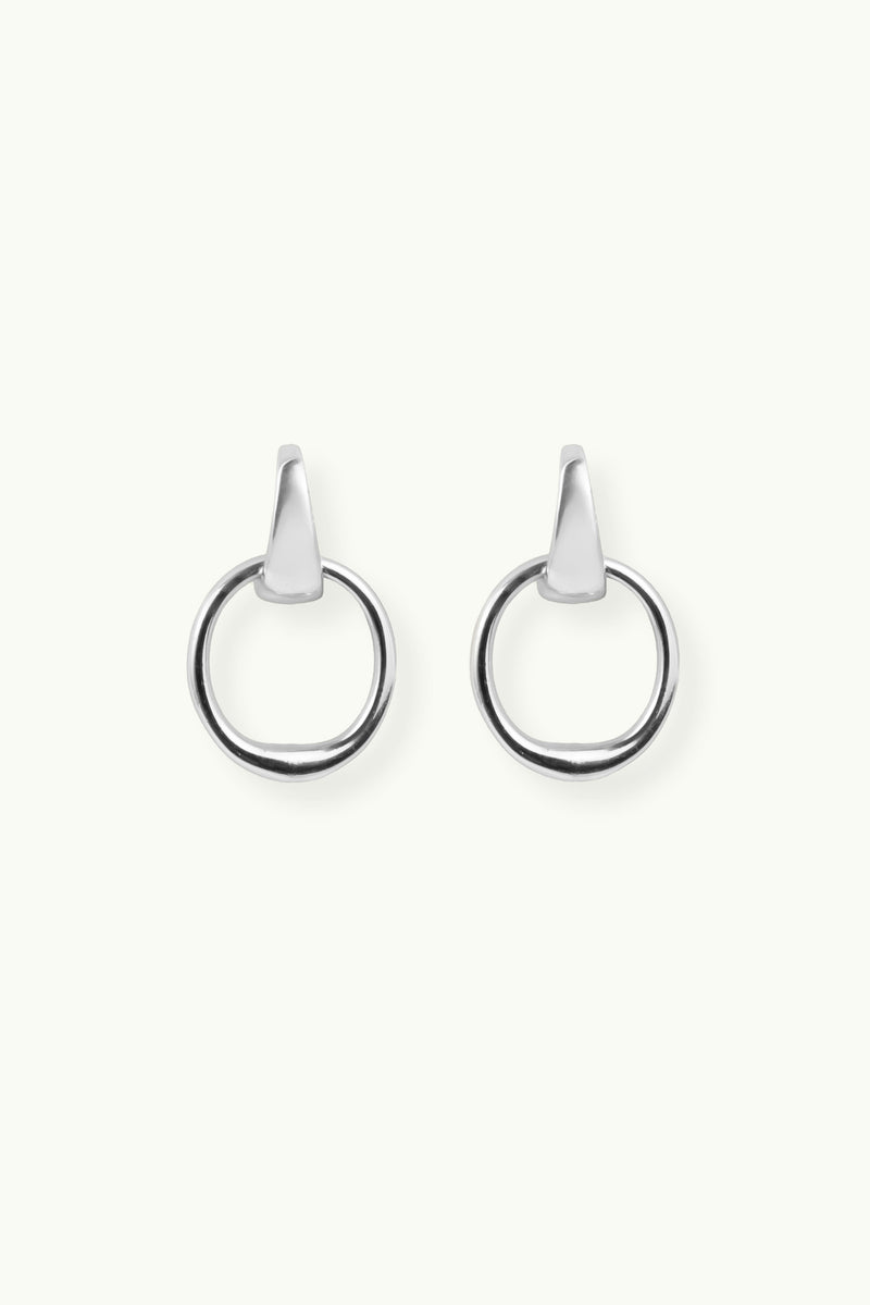 Single Circle Stud Earrings Silver